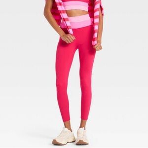 NWT Women’s Joy Lab High Rise 7/8 Leggings Color Block Pink Sz XL Athletic Gym